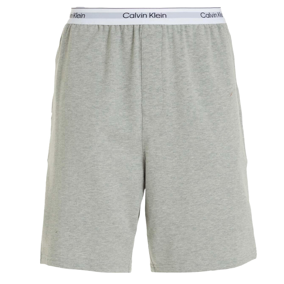 (S, Grey) Calvin Klein Mens Plain Lounge Shorts