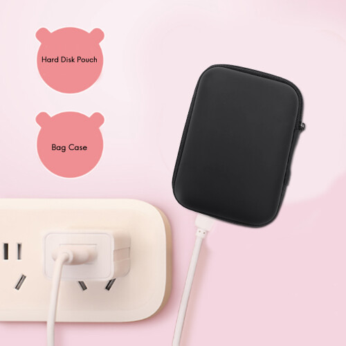 Bolsa com zíper à prova de choque para disco rígido portátil, bolsa preta para HDD de 2,5 polegadas 1