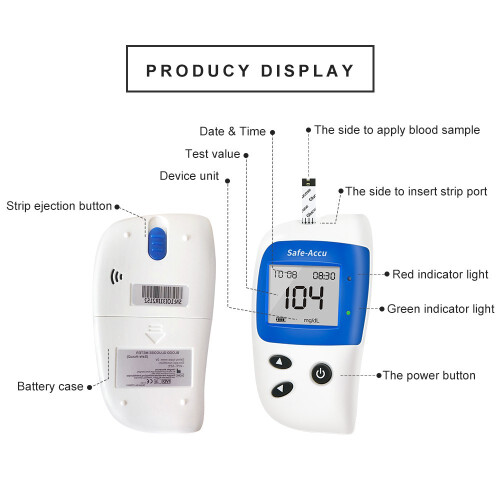 Fully Automated Home Use Code-Free Glucose Meter-Host mg/dL+50 Test Strips +50 Needles (Suitable for Export) 2