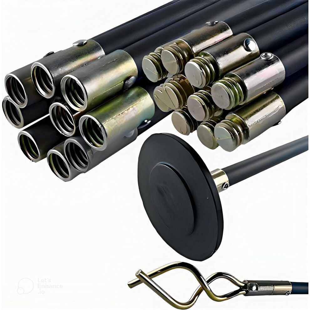 Garden Mile 12pc Universal Drain Rod Set Heavy Duty Drain Unblocker Tool Set Professional Cleaning Rods Drain Auger Plunger & Double Worm Screw