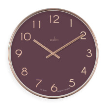 (Mulberry) Acctim Elma Wall Clock Quartz Debossed Foil Numerals  25cm
