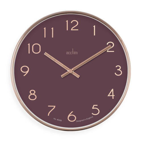 Acctim (Mulberry) Acctim Elma Wall Clock Quartz Debossed Foil Numerals  25cm