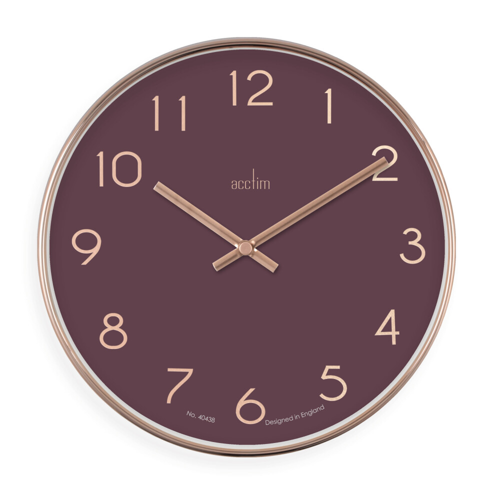 Acctim (Mulberry) Elma Wall Clock Quartz Debossed Foil Numerals 25Cm