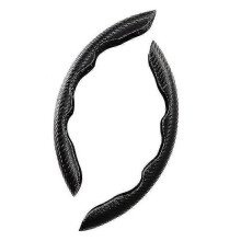 (As show, One size) 2pcs Universal Car Suede Steering Wheel Cover Handle Anti-slip Protection Cover For Etc, Carbon Fib Hy