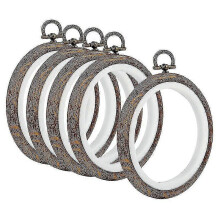 (As show, One size) 5pcs Embroidery Hoops Imitated Wood Embroidery Circle Round Display Frame Circle For Art Craft Sewi (haoyi)