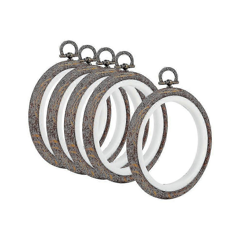 (As Show, One Size) 5Pcs Embroidery Hoops Imitated Wood Embroidery Circle Round Display Frame Circle For Art Craft Sewi (Haoyi) 4909775180312