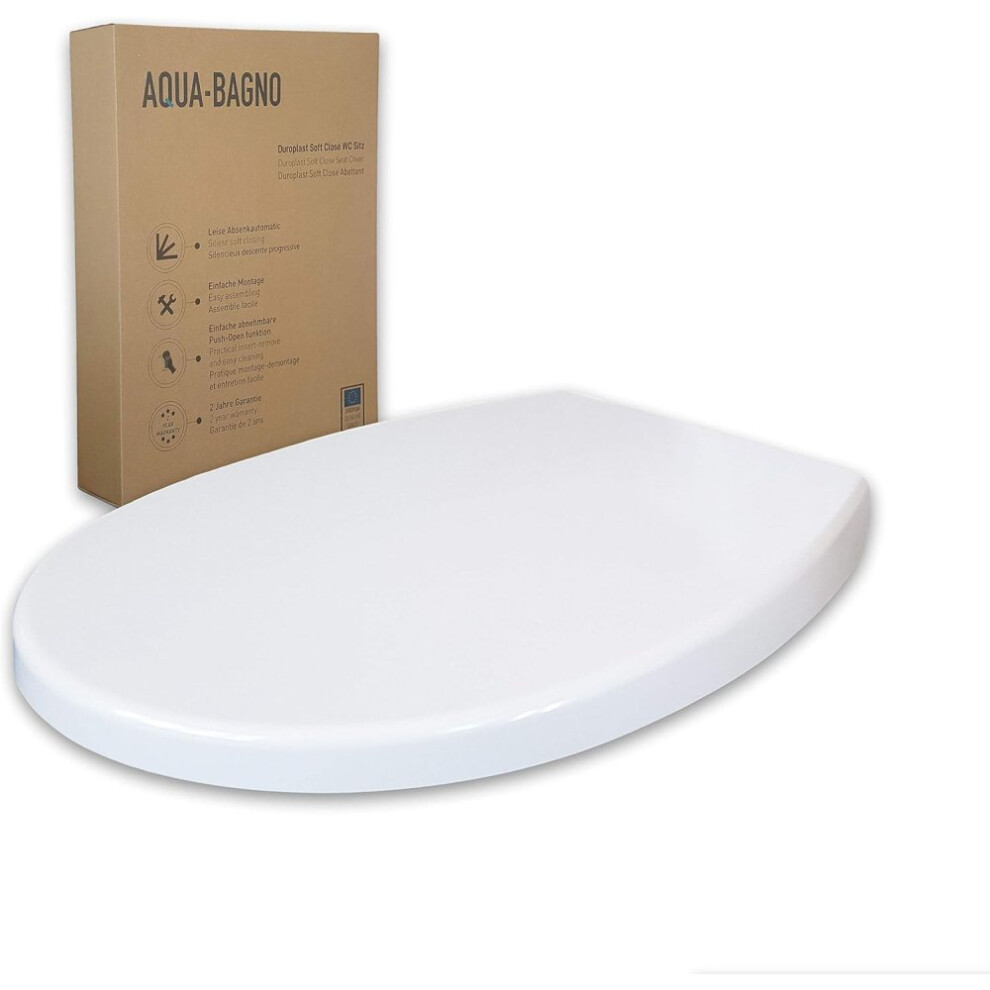 Aqua Bagno, Sedile Wc Softclose, Forma A O O A D, In Duroplast Di Alta Qualità, Abbassamento Automatico, Rimovibile, Coperchio E Sedile Wc Igienici, Antibatterico, Colore: Bianco-image