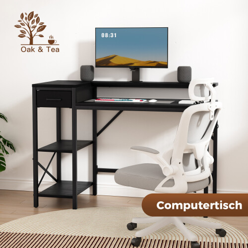 120cm Home Computer Desk Office with Storage Shelf Metal Frame 1
