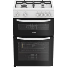 Indesit IDG6GW 60cm Gas Cooker - White with 72L Conventional Oven & 4-Burner Hob