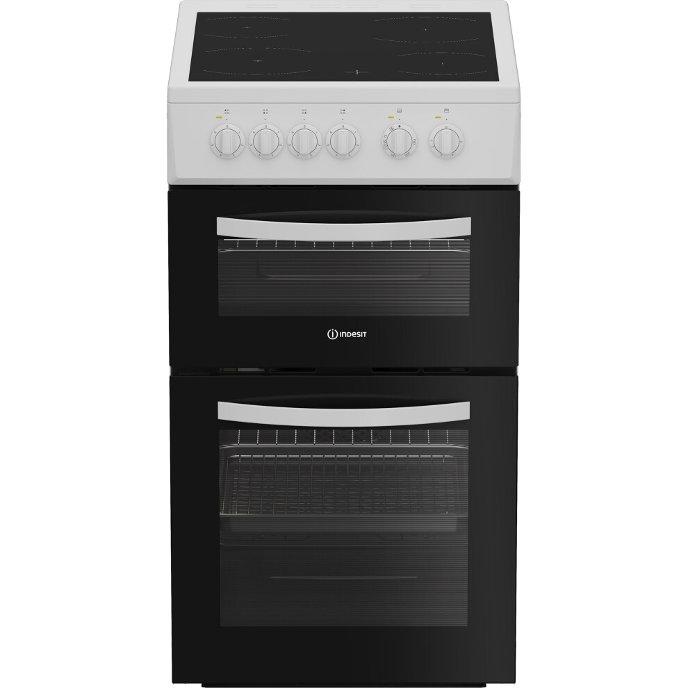 Indesit 50cm Electric Cooker with Ceramic Hob - White - A/A Rated