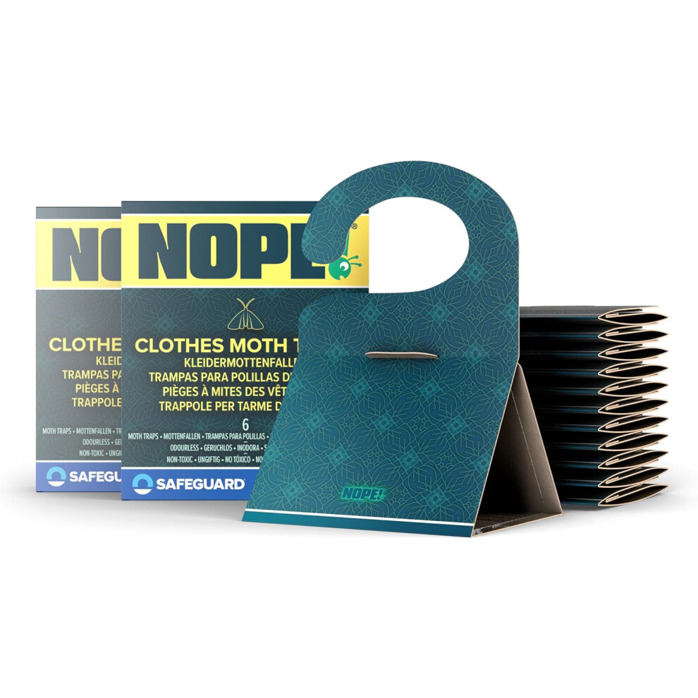 Nope! Clothes Moth Traps Odourless Non-Toxic Pheromone Sticky Trap (12-Pack) Golden