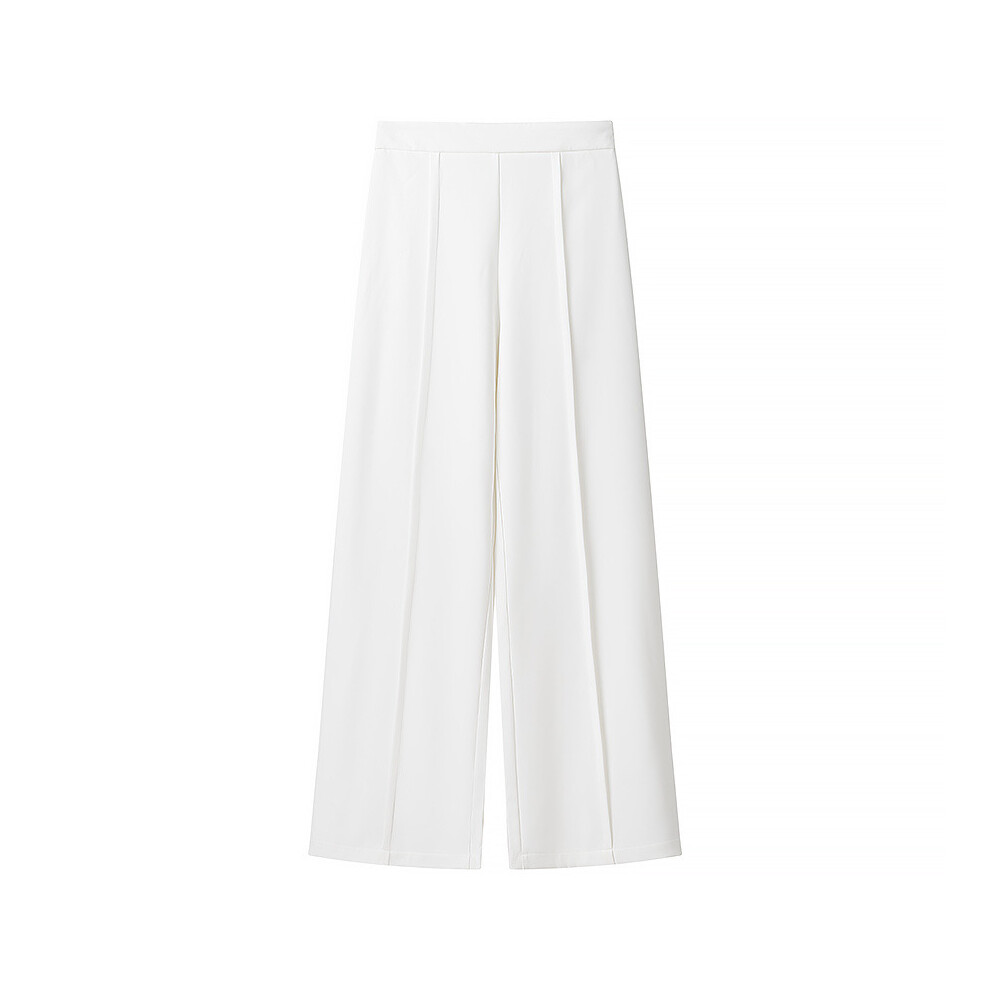(White pants, S) ZARZ Homemade European and American style New Women's Clothing Classic Fashion High-waisted Slim Solid Color Linen Suit Pants