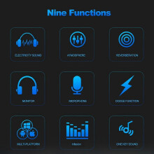 (As show, One size) Multifunctional Live Sound Card and Suspension Microphone Kit Broadcasting Recording Condenser Microphone Set Intelligent Audio Mixer Sound Card for C