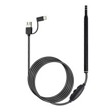 (As show, One size) 3-in-1 Visual Earpick Otoscope Endoscope with 5.5mm Camrea Lens Ear Cleaning Tool Built-in 6 Adjustable Led Lights