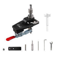 (Red, One size) 35mm Hinge Boring Tool Hinge Hole Puncher Woodworking Hole Drilling Guide Locator with Fixture Metal Hole Opener