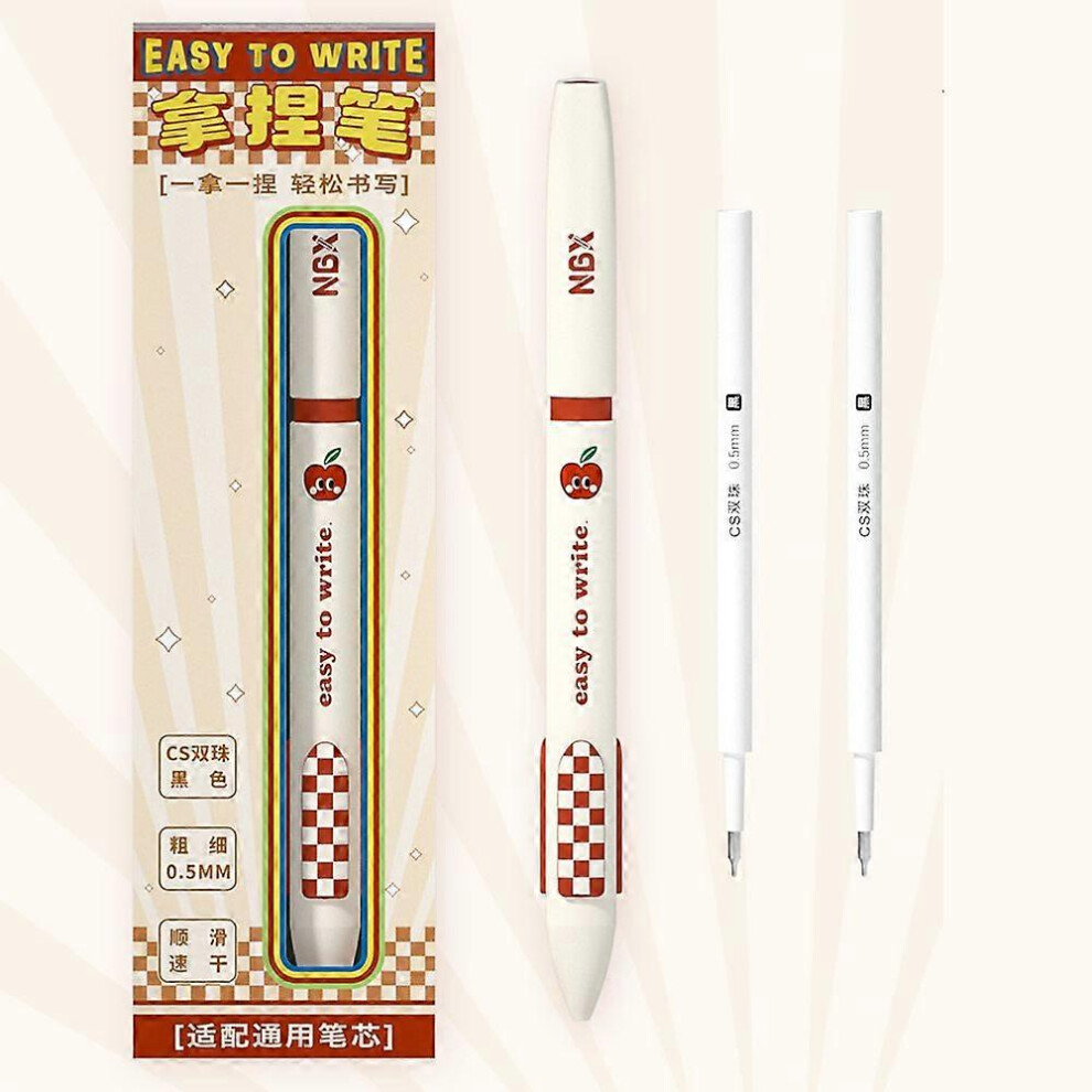 (As show, One size) NBX Quick-drying Retractable Gel Pen Anti-fall Pinch 0.5mm Fine Point with 2 Extra Refills Stationery Journaling Note Taking Pens-image-OPC-PHHVWHV-NEW