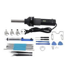 (As show, One size) Portable LCD Display Hot Air Gun Adjustable Electronic Heat Gun Soldering Desoldering Tools US Plug 110V
