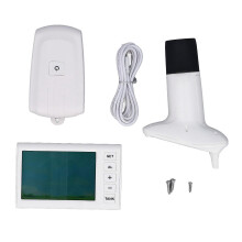 (As show, One size) Ultrasonic Level Sensor Water Tank Wireless WiFi Liquid Level Meter with Temp 3.in LED Display High Low Alarm 110230V