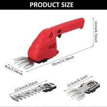 (As show, One size) Lithium Cordless Hedge Trimmer Handheld Dual-Purpose Hedge Trimmer Bush Trimmer Electric Hedge Trimmer for Pruning Built in 2.0Ah Battery and Type-C C