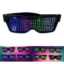 (As show, One size) LED Glasses Customizable BT LED Glasses Colorful Light Glow Glasses DIY Messages 31 Animations 11 Pictures Music Mode Glow Toys for Halloween Party Ra