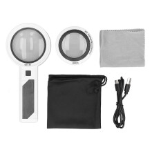 (As show, One size) Handheld Magnifying Glass 8X 5X 20X 3 Lighting Modes 26 LEDs Portable Optical Lens Magnifier for Reading Inspection