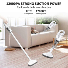 (As show, One size) Wireless Car Vacuum Cleaner 12KPa Powerful Suction Household Small Wet and Dry High-powered 120W Handheld Vacuum Cleaner with Floor Brush