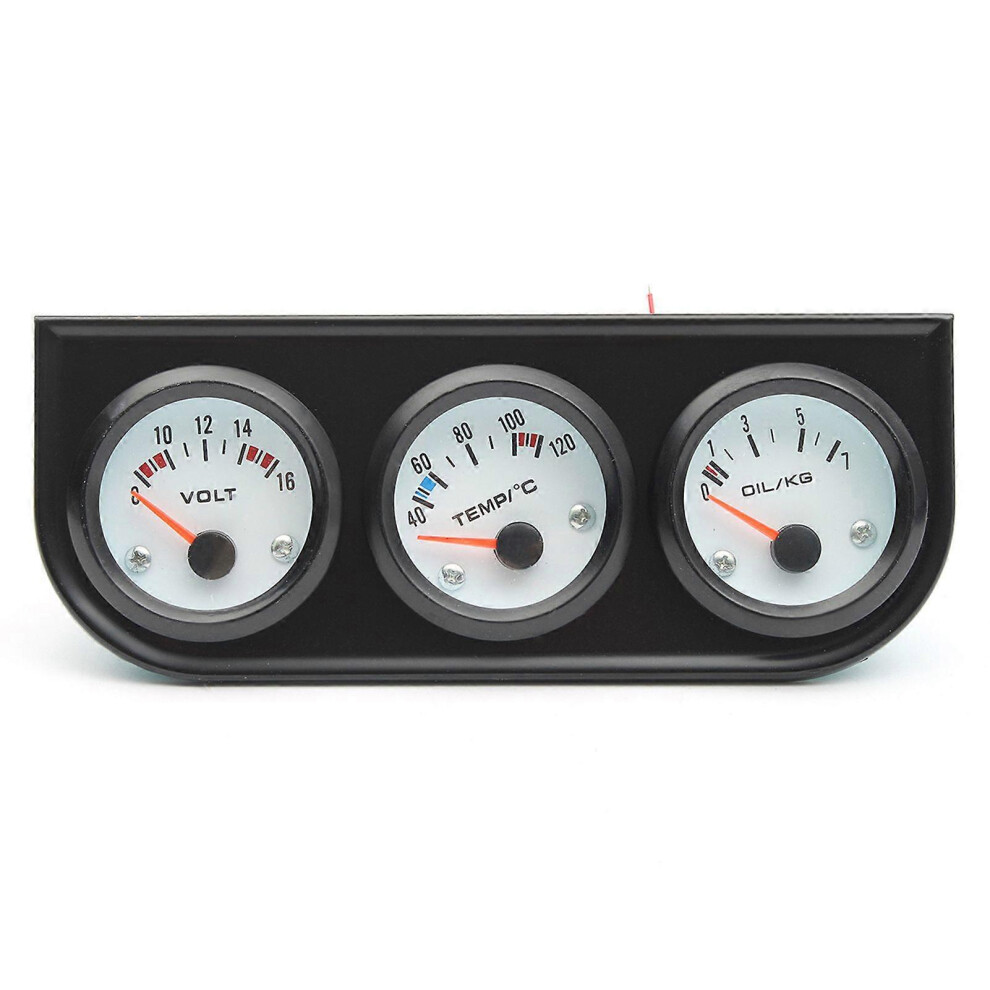 (As show, One size) 2&#39;&#39;/52mm 3In1 Vehicle-Mounted Voltmeter / Water-Thermometer / 0-7kg Oil Pressure Gauge + 3 Hole Black Bracket-image-OPC-PHHVXX6-NEW