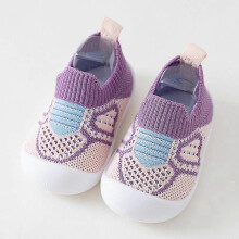(As show, One size) Baby toddler shoes non-slip soft bottom baby shoes breathable mesh socks shoes one pedal boys and girls shoes 1 year old purple 17