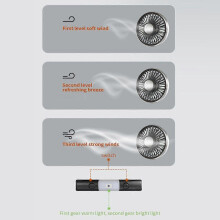 (As show, One size) Dual Head Hose Car Fan 360 Adjustable Car Fan with LED Light for Backseat Low Noise Pure Copper Motor, Easy Installation, Two Level Light Brightness,