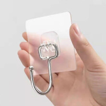 (As show, One size) Strong upgrade large seamless hook kitchen transparent sticky hook drawing sticky hook free punching hook load-bearing strong sticky hook 7*7cm transp