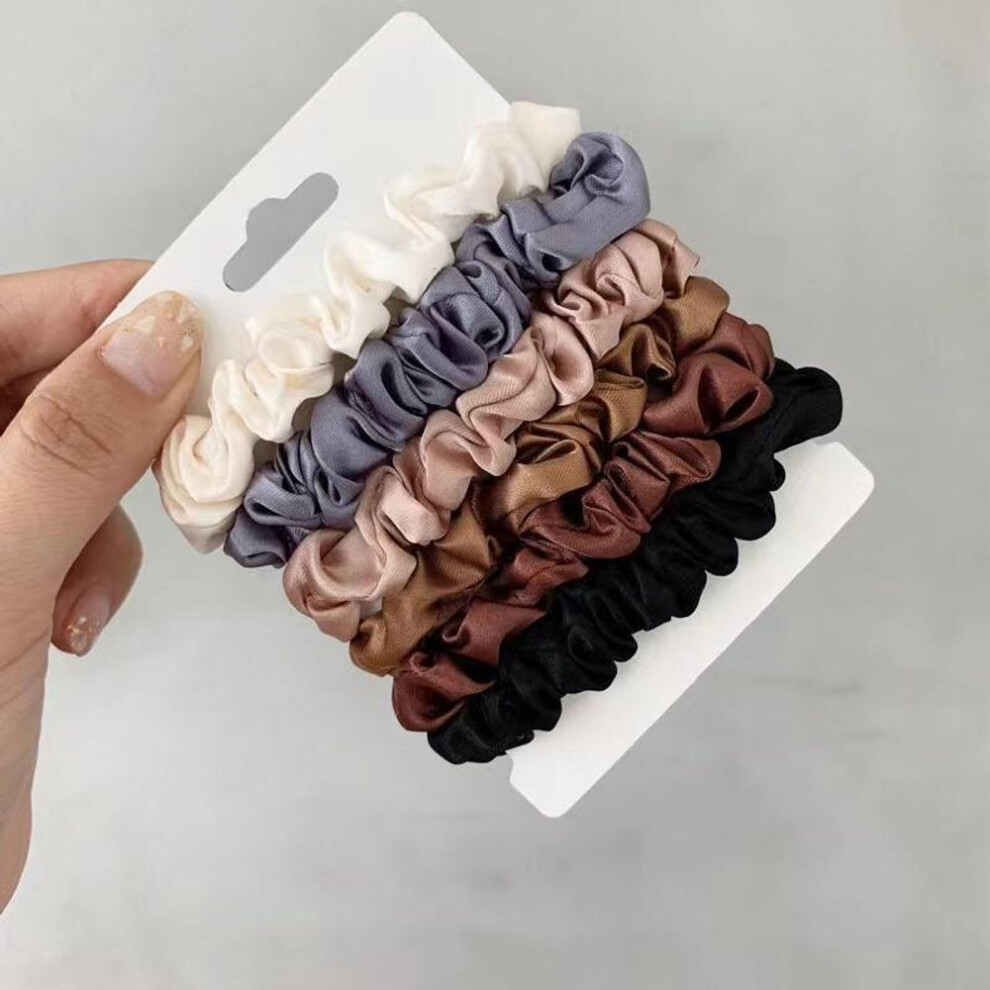 6pcs/set Woman Fashion Silk Satin Scrunchies Solid Color Hair Rope Ponytail Holder Elastic Hair Bands Hair Ties Hair Accessories