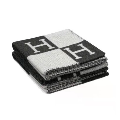 (black) New wool Cashmere Throw Plaid Blankets Pillow Sofa Bedding Shawl