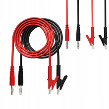 Testledninger til multimeter / laboratoriestrømforsyning - krokodilleklemmer 1500V 15A 100cm (2 stk. - sort og rød)