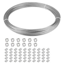 Eowpower Câble en Acier Inoxydable 316 de 1/16 Pouce, Longueur 100 FT avec 50 Manchons en Aluminium
