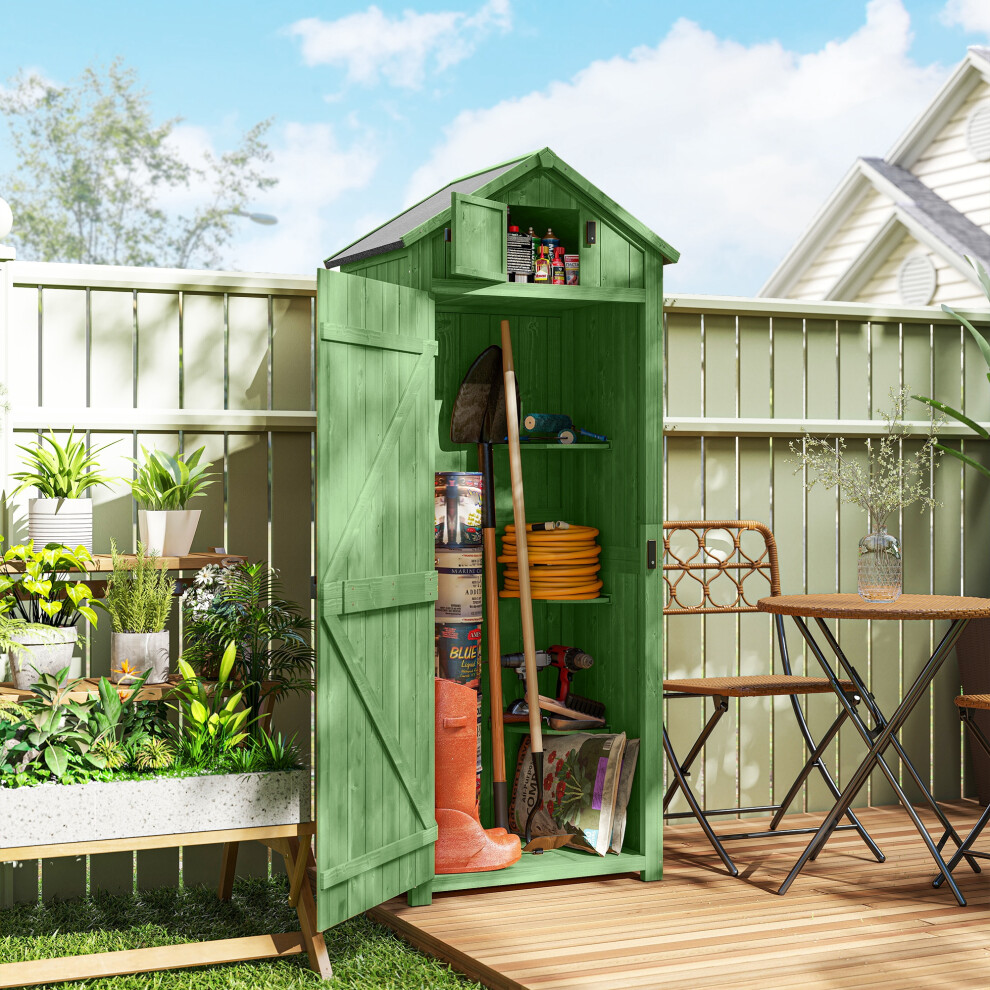Outsunny Wooden Garden Storage Shed Tool Storage Box, 77 X 54 X 179 Cm, Green