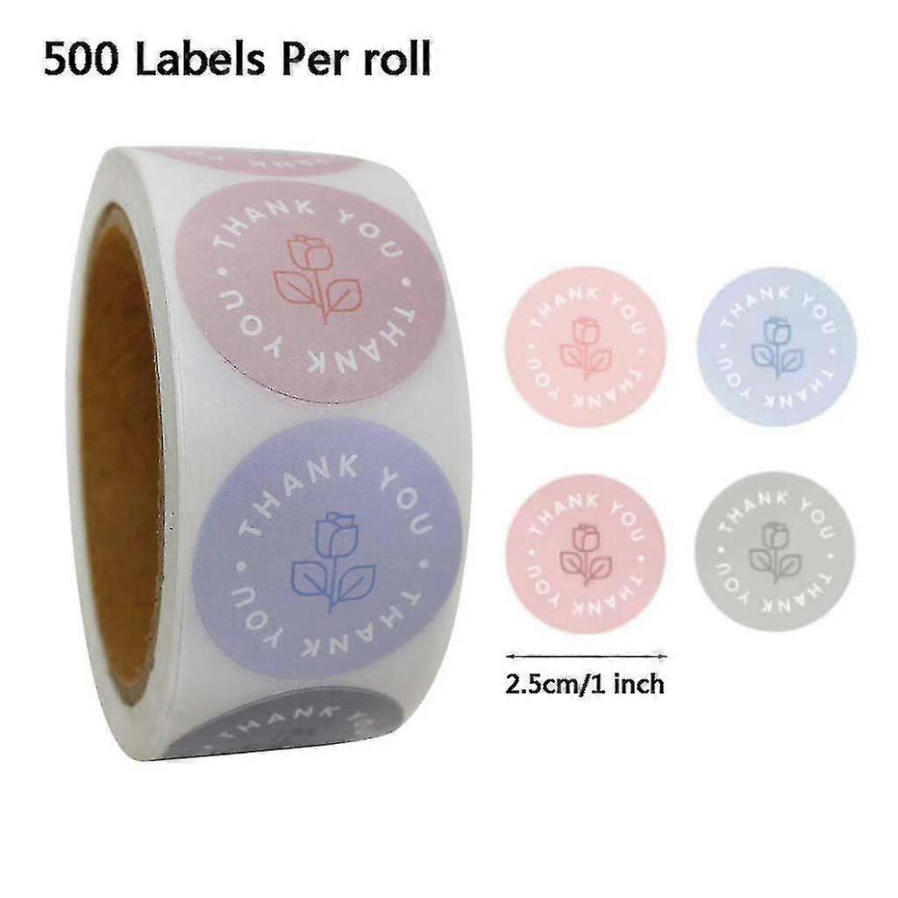 (As Show, One Size) 500 Pieces Round Thank You Stickers Roll Adhesive Floral Label Reward Stickers H240106b 4909775076059