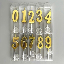 (As show, One size) Number Birthday Candles 0-9 Golden Number Candles Cake Decoration for Birthdays, Anniversaries, Party Celebrations (10 pieces) -aaa