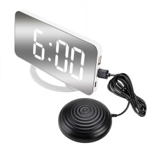 (As show, One size) Loud Vibrating Alarm Clock compatible Heavy Sleepers Adults Deaf, Digital Mirrored Clock With Bed 8h5-po