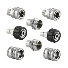 (As show, One size) Stainless Steel Pressure Washer Quick Connect Kit,m22 14mm To 3/8in Quick Connect,3/4in To 1/2in Quick Release Adapter -SJL