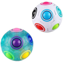(As show, One size) Lbq-2 Pack Rainbow Puzzle Ball Cube Magic Rainbow Ball Puzzle Bundle Stress Ball Brain Teaser Game Toys