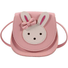 (As show, One size) Girls One Shoulder Crossbody Bag Rabbit Pu Leather Tote Bag Kids Change (pink) Yue Chi