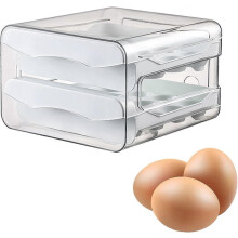 (As show, One size) Egg Holder compatible Fridge - 32 Grid Large Capacity Household Egg Fresh Storage Box 1pc Double-layer Egg Storage Box With Lid, Stackable Pp Egg Cart