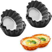 (As show, One size) Carbon Steel Diy Non-stick Egg Tart Mold 6.5cm Baking Tools 8 Pieces (d-b2)