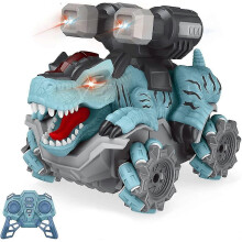 (As show, One size) Dinosaur Stunt Toy Car 360spins Stunt Car With 500mah Battery Usb Rechargeable Dinosaur Rollover Stunt Car 2.4 Ghz Rc Monster Truck