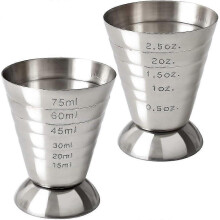 (As show, One size) Stainless Ste Measuring Cup 25 oz 75 ml 5 Tbsp Cocktail Jiggers Pack of 2 H-CG-B-3