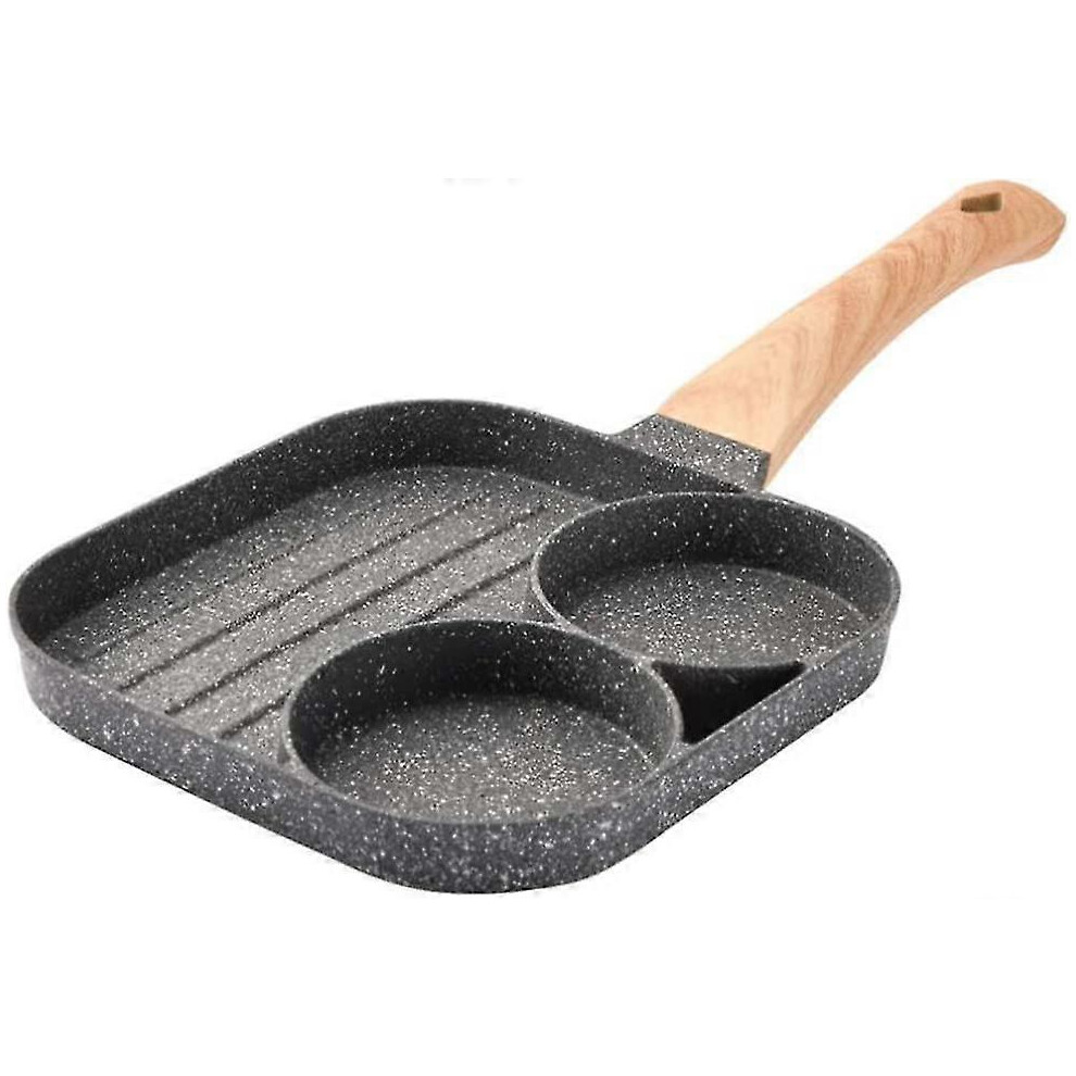 (As Show, One Size) Frying Pan Non Stick Camping Frying Grill Pan Omelette Fried Egg Griddle Pan Pancake Pot Compatible Breakfast Burger Bacon Steak 2 4909775180664