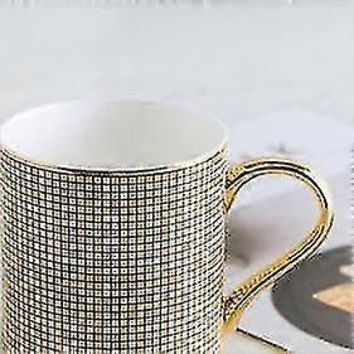 (As show, One size) European Style Gold Ceramic Mug 1 Pc 1