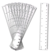 (As show, One size) Transparent Plastic Ruler 15 Cm 6 Inches Student Measuring Ruler Tool 10 Pieces Yue Chi