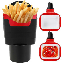(As show, One size) 2pcs Sauce Holder compatible Car French Fries Holder Car Air Vent Clip Sauce Holder Set In-car Sauce Holder And French Fry Car Cup Holder Set With 1pc