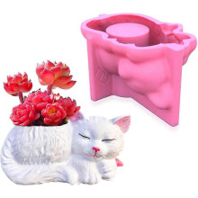 (As show, One size) Vase Silicone Mould compatible Resin Pen Holder Polymore Clay Unique Cat Shaped, Flower Pot Mould Epoxy Resin Casting Mould,1pc